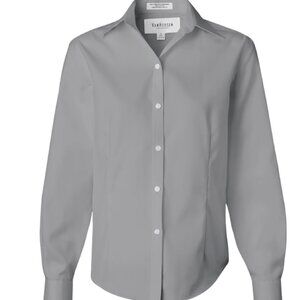 Van Heusen Grey Womens Non-Iron Pinpoint Oxford Shirt Size